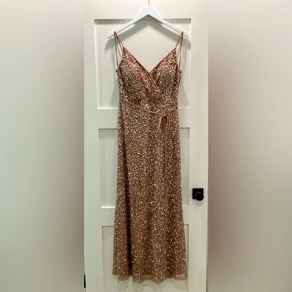 adrianna papell rose gold sequin dress Sample Adrianna Papell 40409 Bridesmaid / Prom Dress